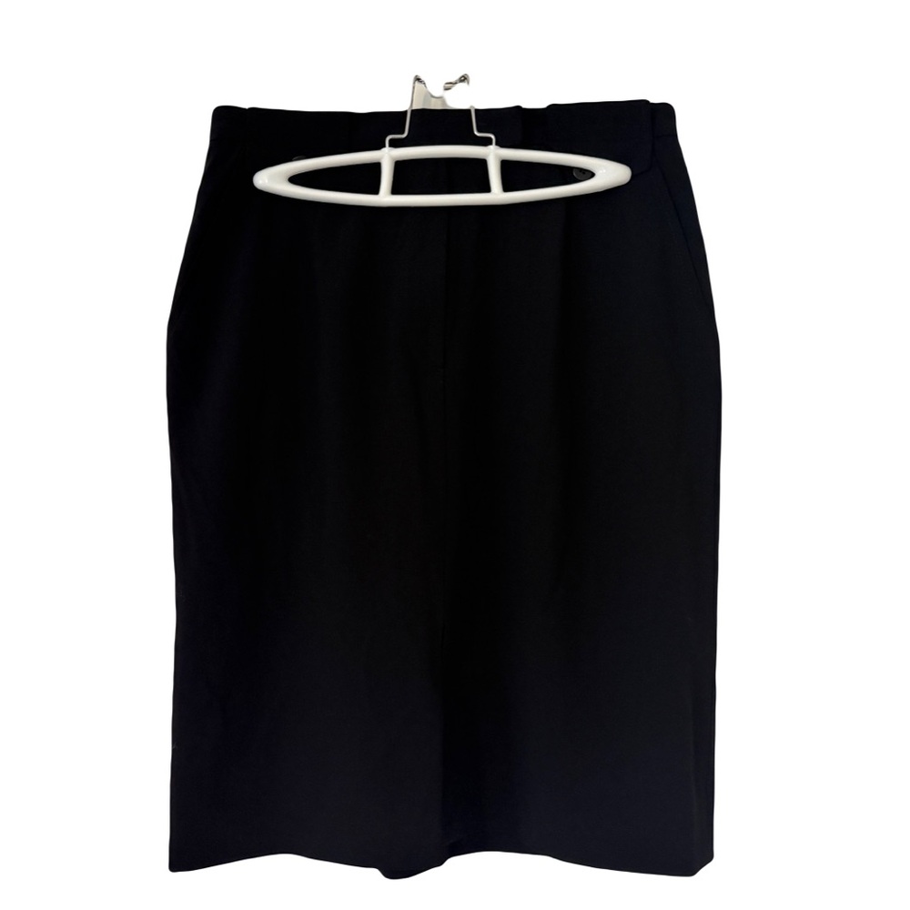 Vintage Black Wool Mini Skirt A-Line High Waist 90s Minimalist Size 6